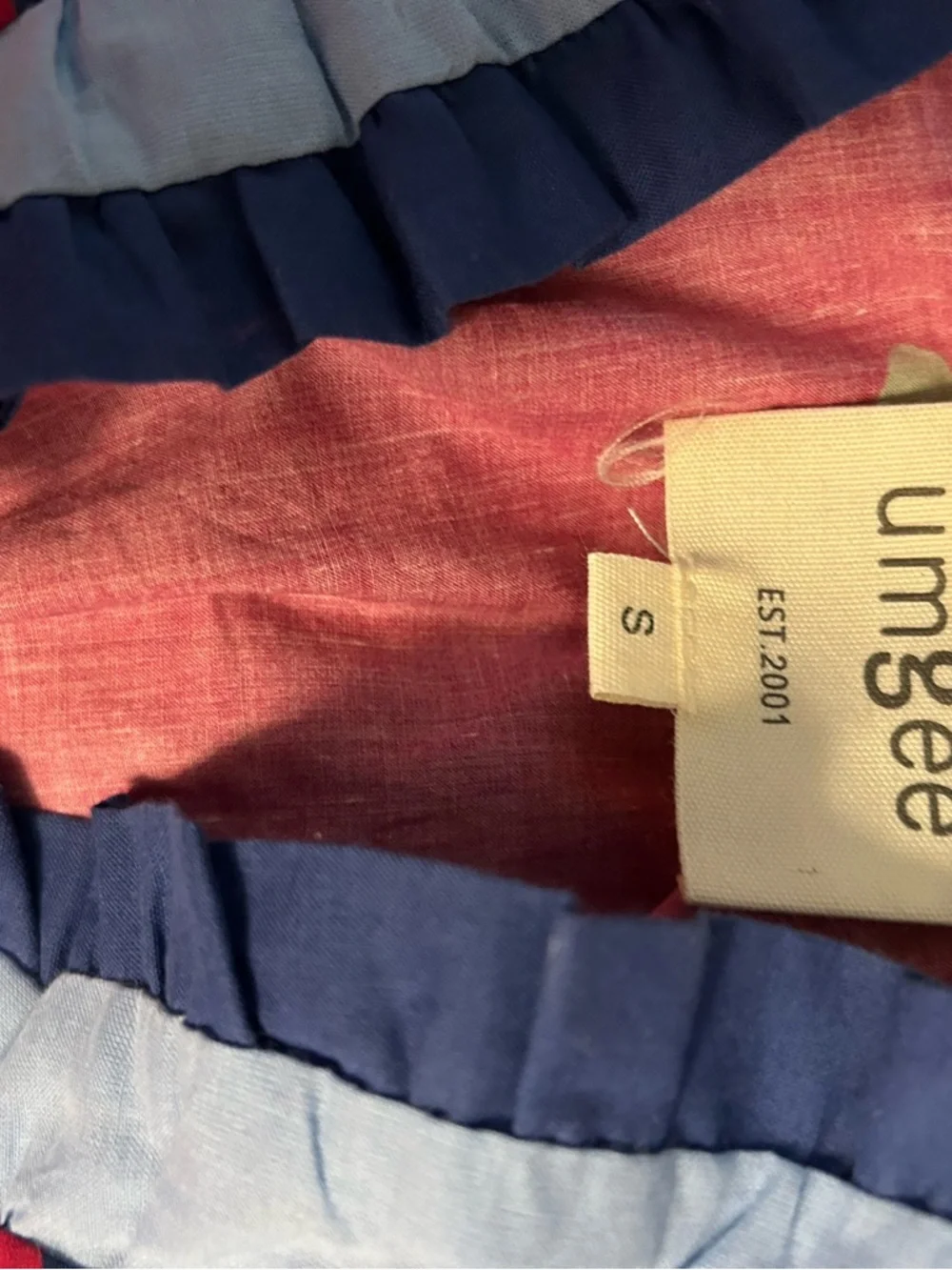 Umgee Blue Ruffle Top with Red Interior - Picture 2 of 2